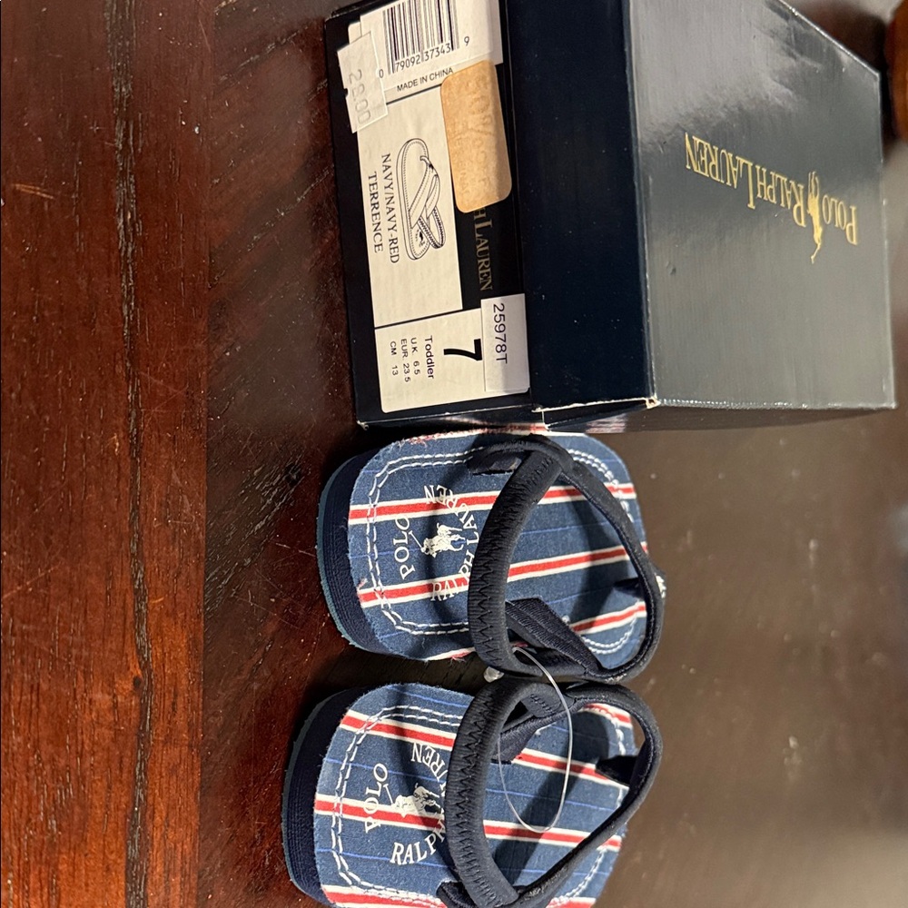 Ralph Lauren Infant Sandals - Navy with Red Stripes
